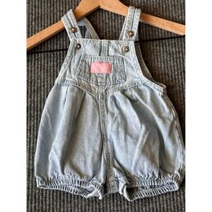 Vintage 90s Retro Baby Bgosh Denim Romper Vestbak Made In USA Bib Overalls 12M